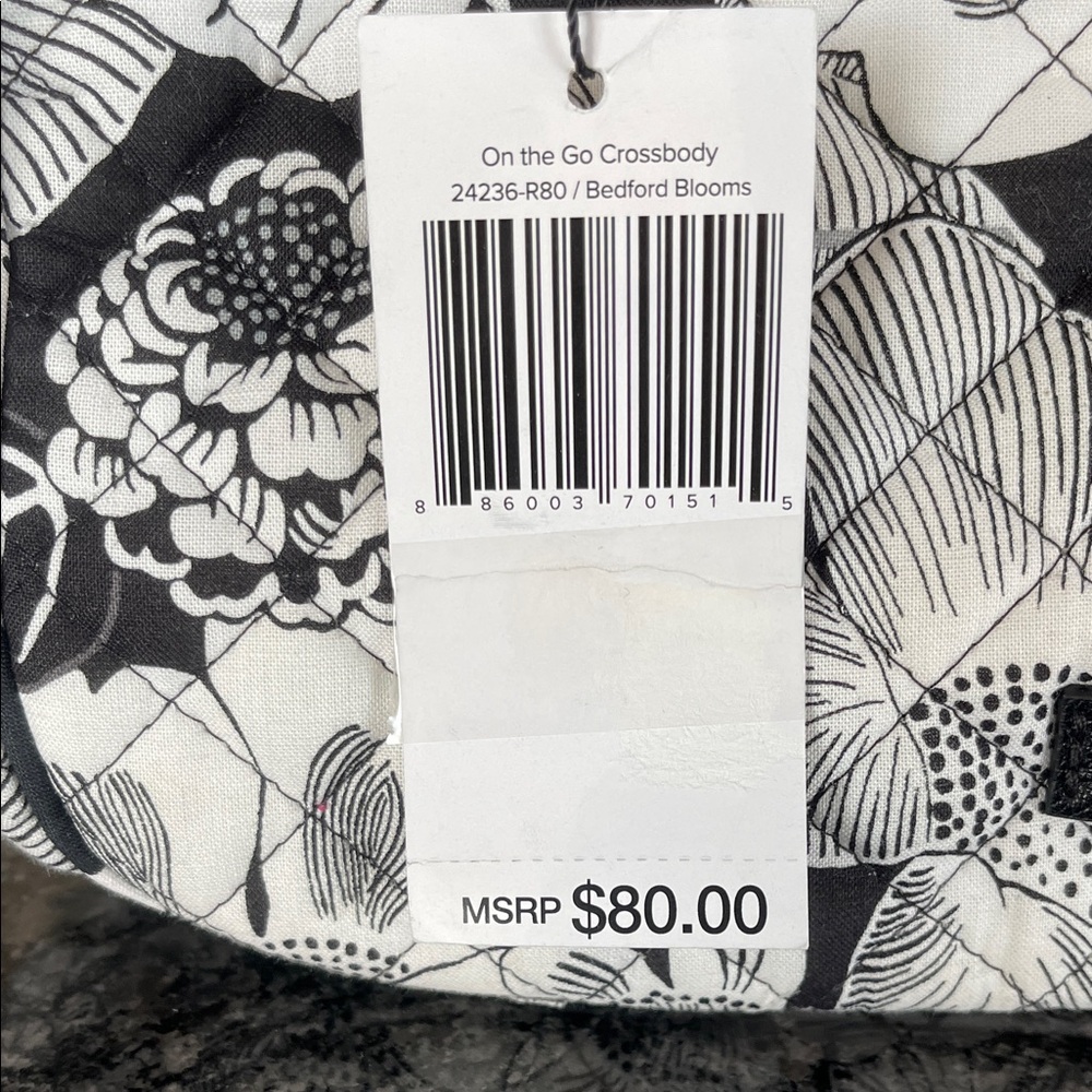 Vera Bradley Crossbody Bedford Blooms Floral Black and White Women's Bag - Picture 3 of 5